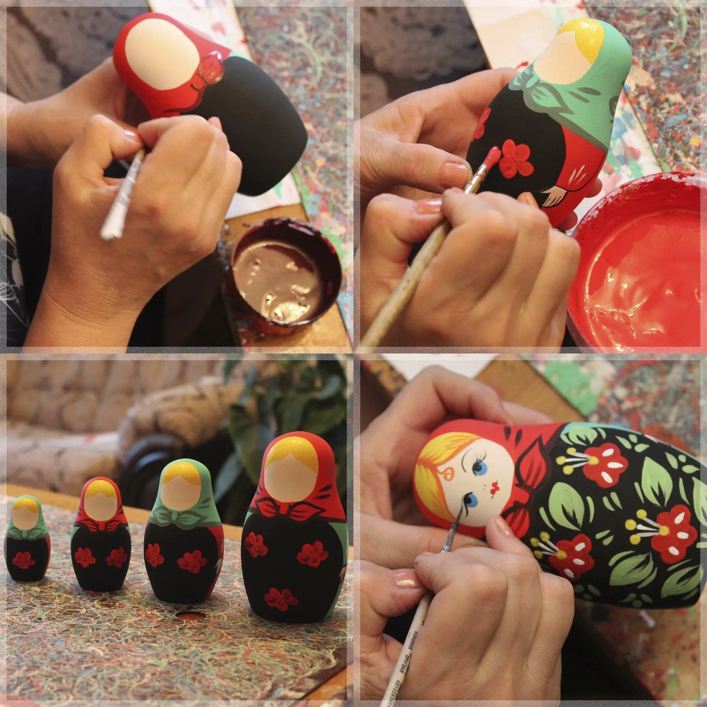 Unpainted Nesting Dolls DIY 7 Pcs Matryoshka