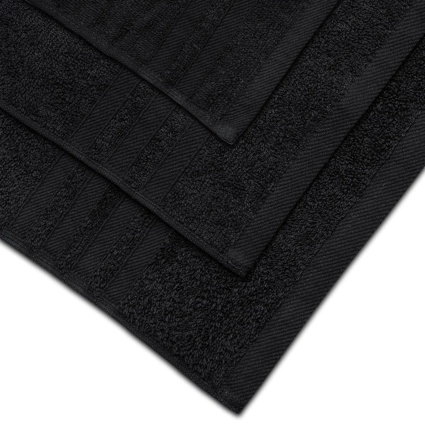 Black Bath Towel 12 Pcs Set Soft Cotton