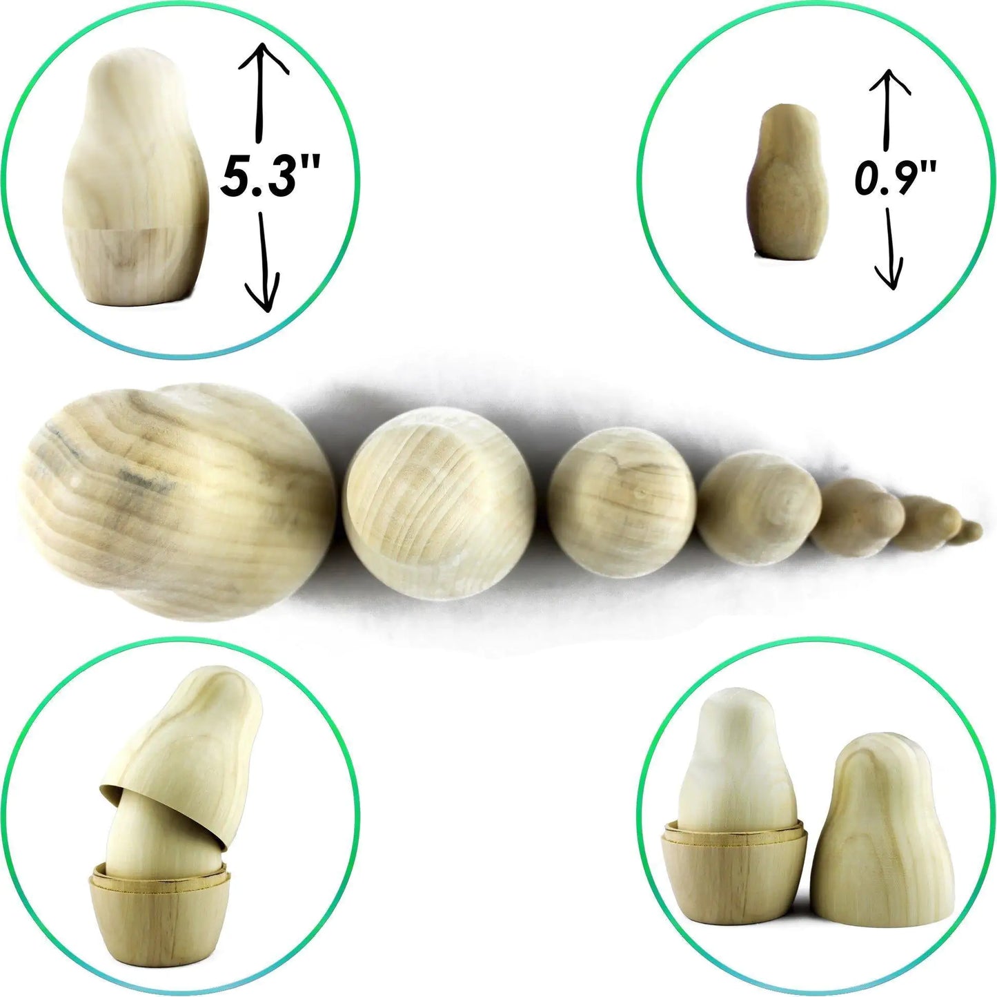 Unpainted Nesting Dolls DIY 7 Pcs Matryoshka