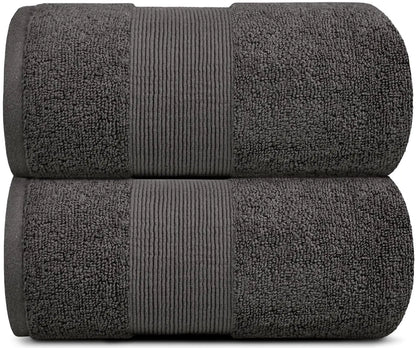 2 Pack Charcoal Soft Bath Towels 35x70 Oversize Large