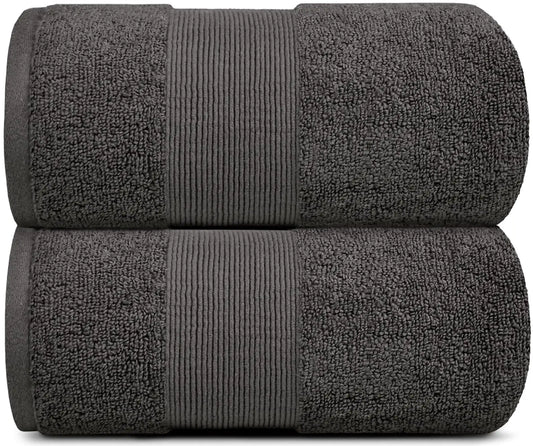 2 Pack Charcoal Soft Bath Towels 35x70 Oversize Large