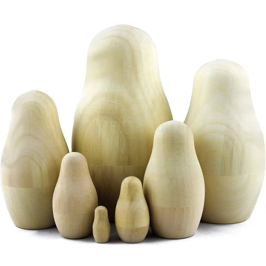 Unpainted Nesting Dolls DIY 7 Pcs Matryoshka