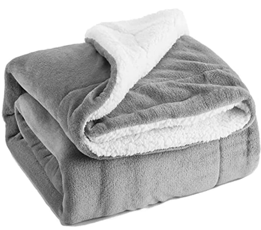 Sherpa Lamb Fleece Cozy Gray Blanket
