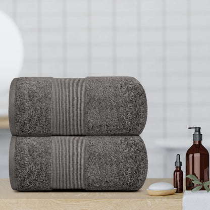 2 Pack Charcoal Soft Bath Towels 35x70 Oversize Large